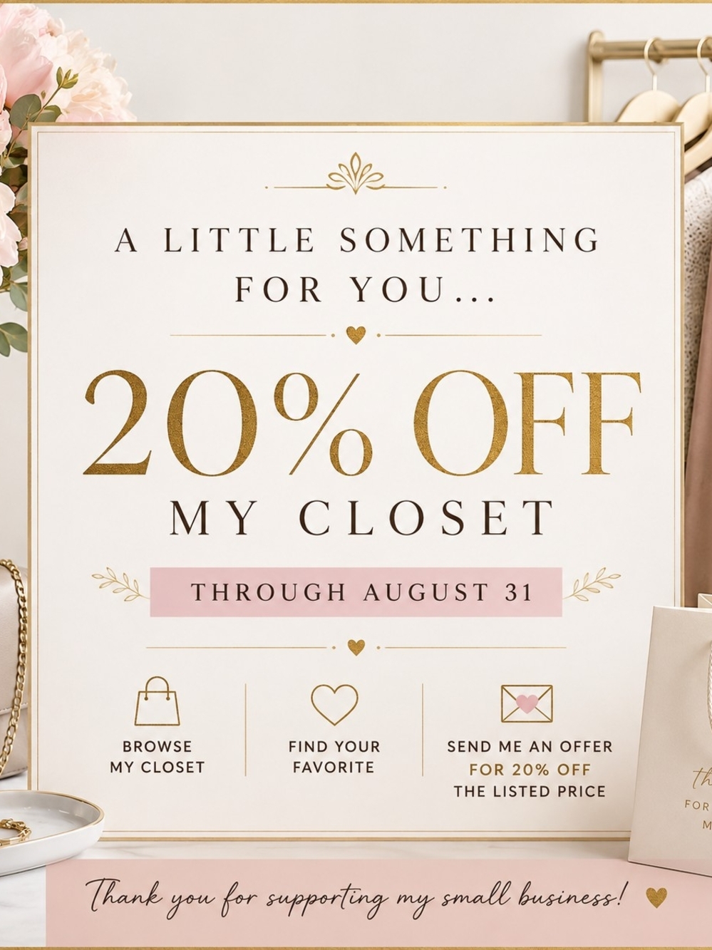 ✨ 20% OFF My Closet • August Sale • Ends 8/31 ✨